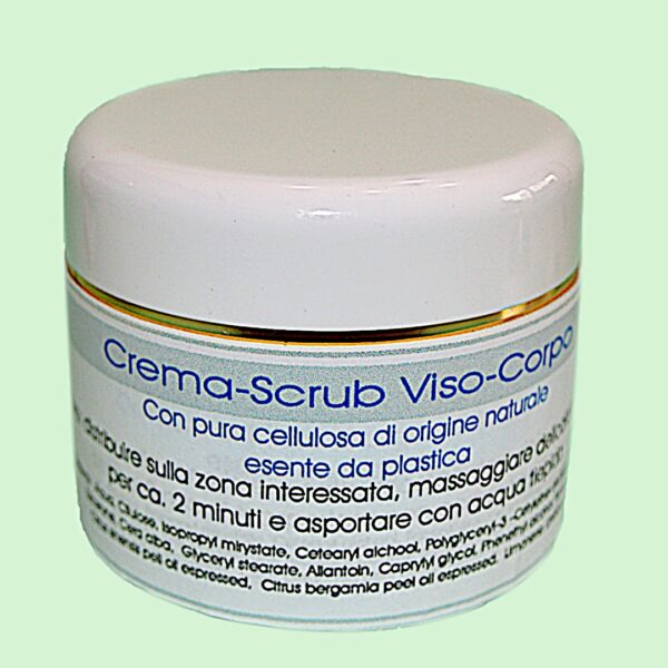 Crema-scrub viso-corpo creata per svolgere una lieve azione abrasiva così da asportare lo strato più superficiale delle cellule dell’epidermide.